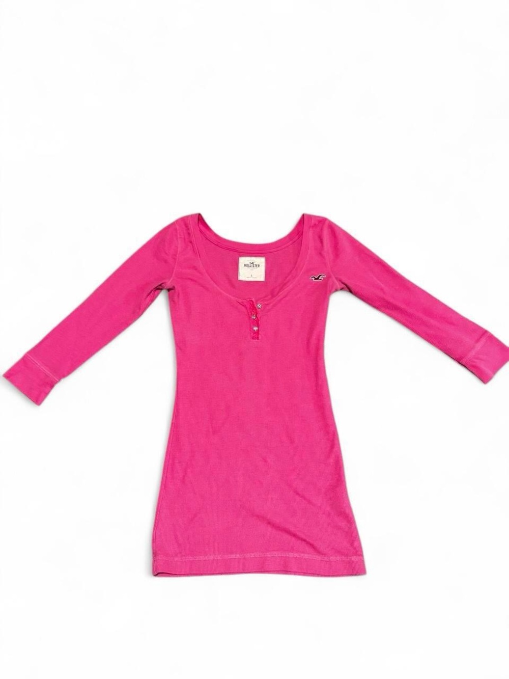 Hollister Girls Hot Pink Long Sleeve Henley Tunic